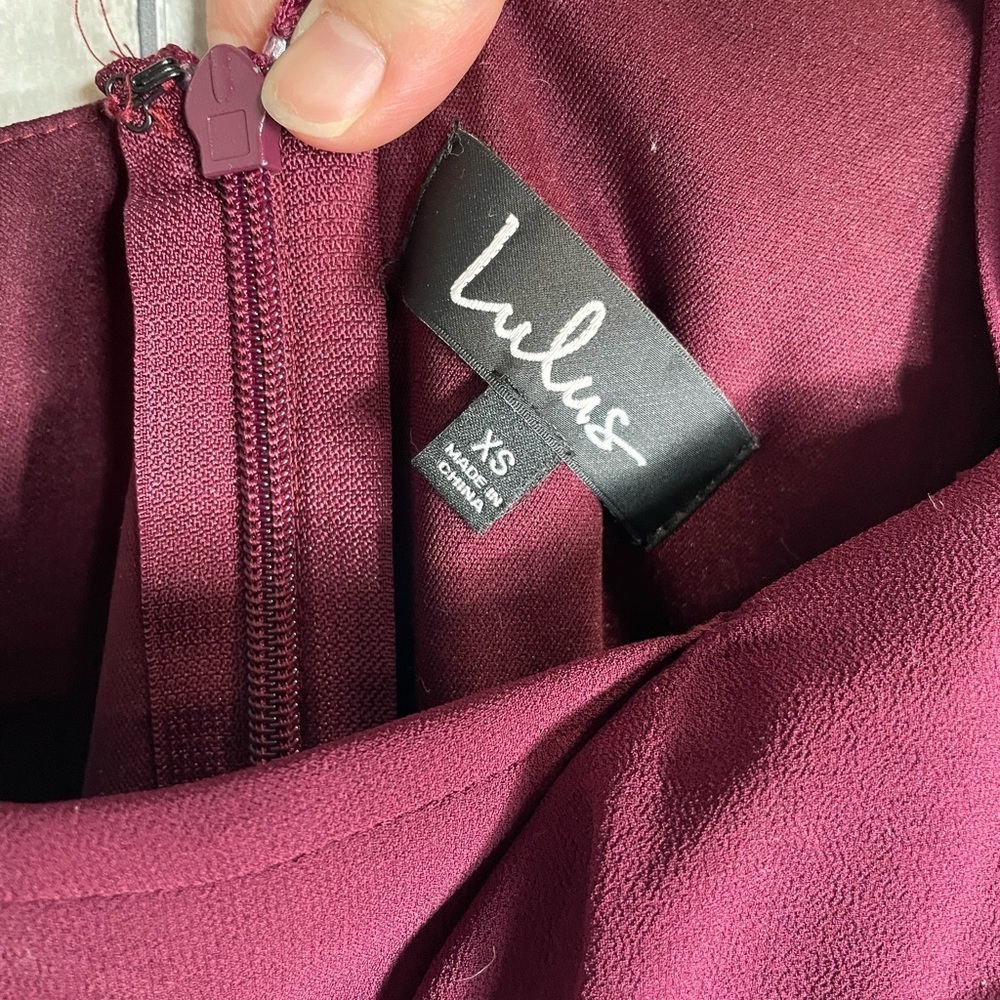 Lulus maxi dress burgundy cherry red make me move wedding guest long gown xs - Picture 7 of 9